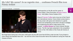 My Life, My career, Je ne regratte rien confesses French Film Star, by Francesca Lombardo
