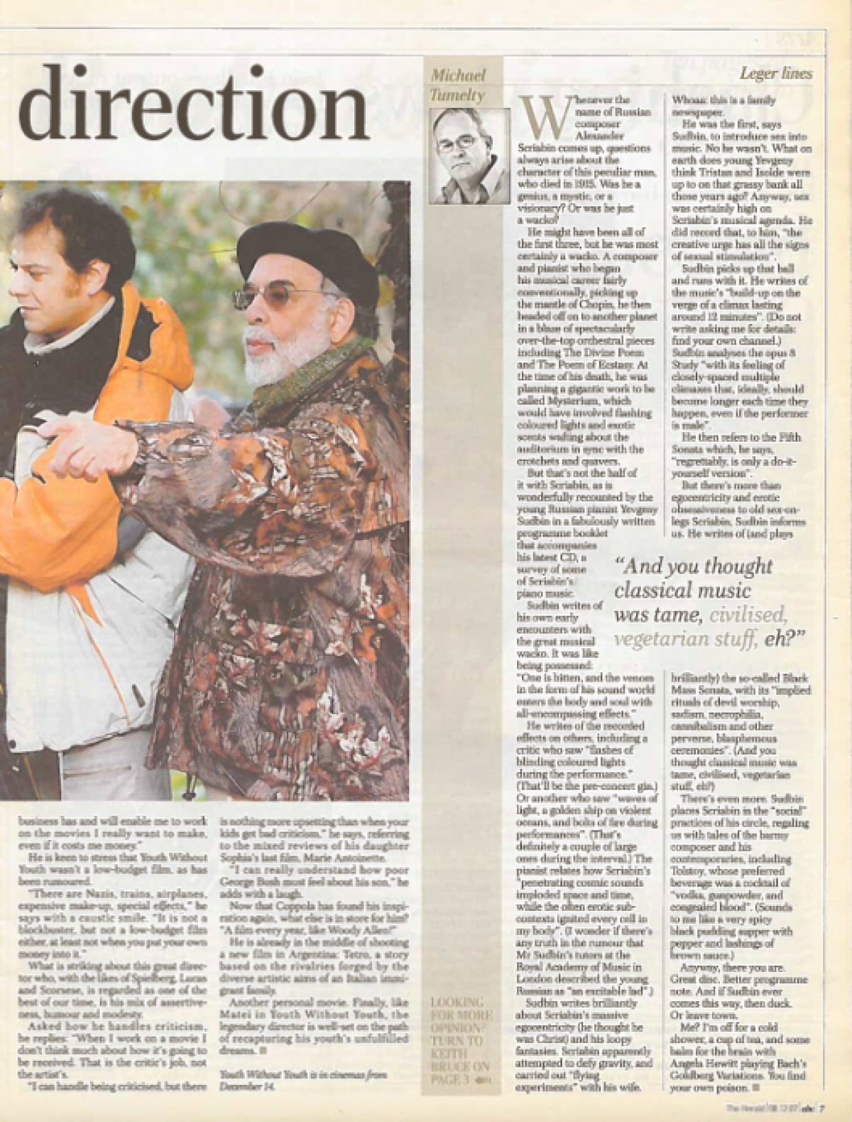 A Complex Sense of Direction, Francis Ford Coppola Interview pg 2, by Francesca Lombardo